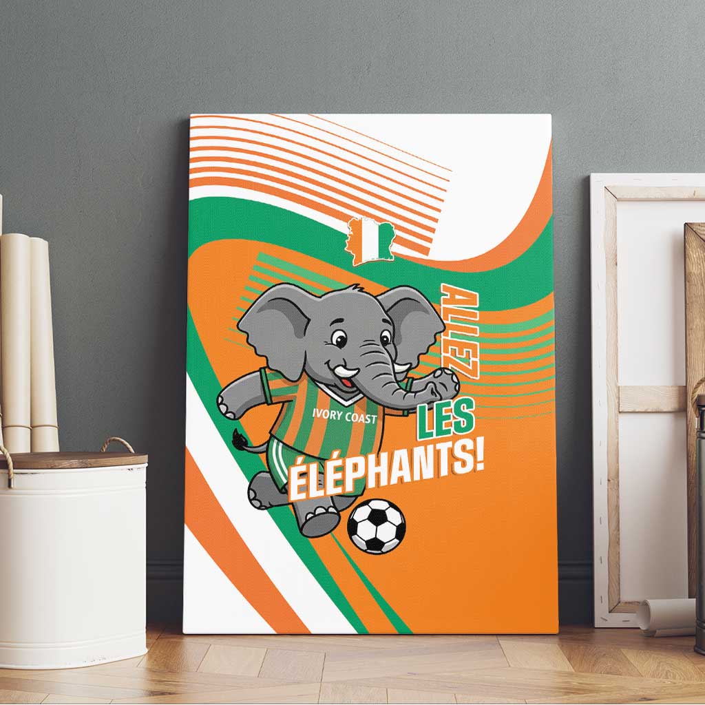 Ivory Coast Football Canvas Wall Art 2026 Allez Les Elephants Cute Mascot - Wonder Print Shop