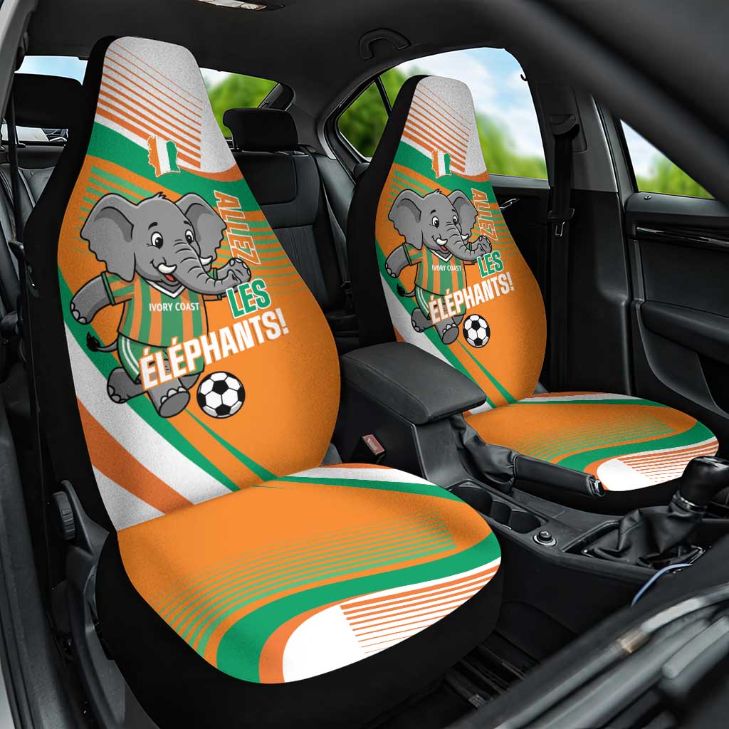 Ivory Coast Football Car Seat Cover 2026 Allez Les Elephants Cute Mascot - Wonder Print Shop