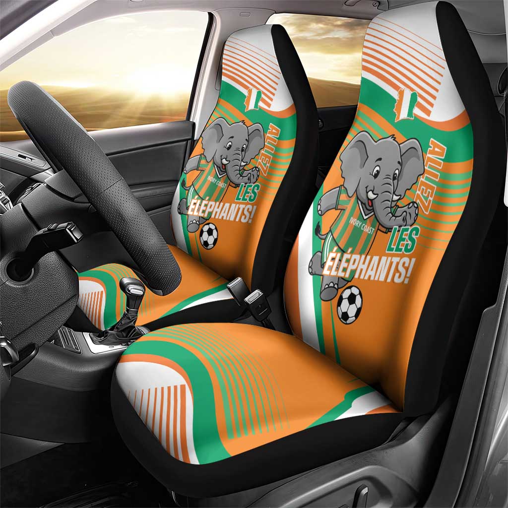 Ivory Coast Football Car Seat Cover 2026 Allez Les Elephants Cute Mascot - Wonder Print Shop