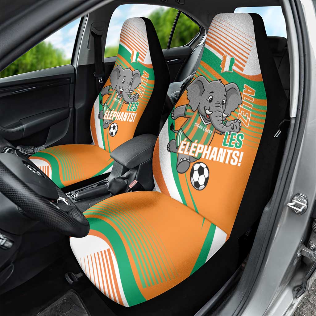 Ivory Coast Football Car Seat Cover 2026 Allez Les Elephants Cute Mascot - Wonder Print Shop