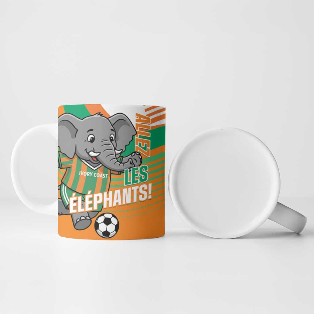 Custom Ivory Coast Football Ceramic Mug 2026 Allez Les Elephants Cute Mascot - Wonder Print Shop
