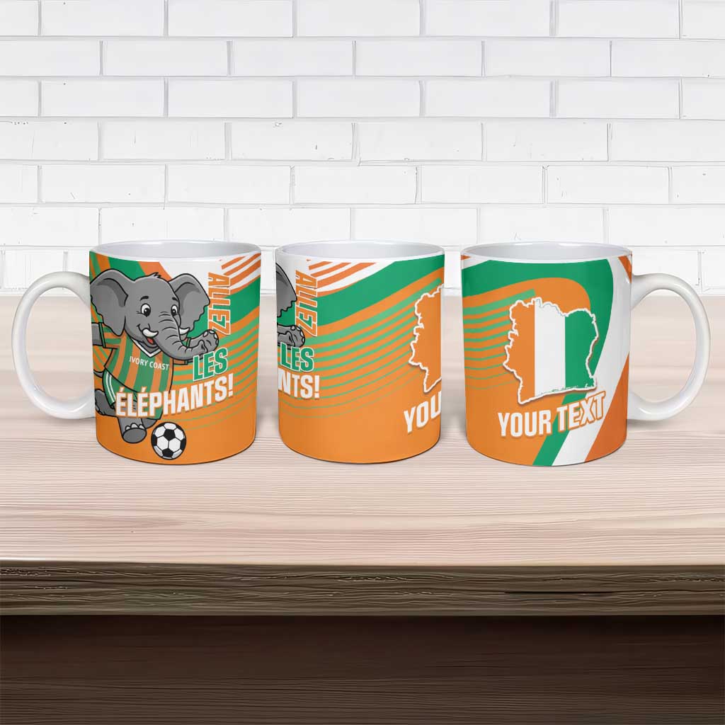Custom Ivory Coast Football Ceramic Mug 2026 Allez Les Elephants Cute Mascot - Wonder Print Shop