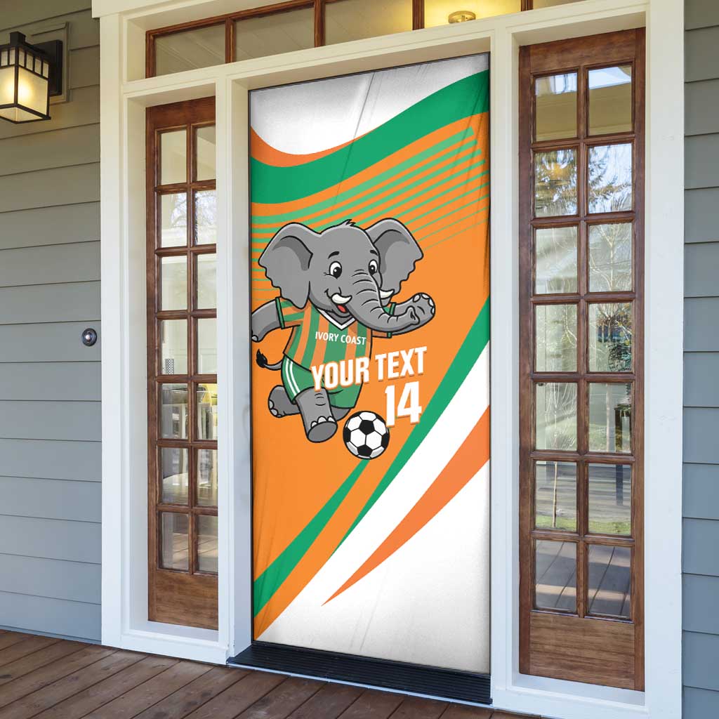 Custom Ivory Coast Football Door Cover 2026 Allez Les Elephants Cute Mascot - Wonder Print Shop