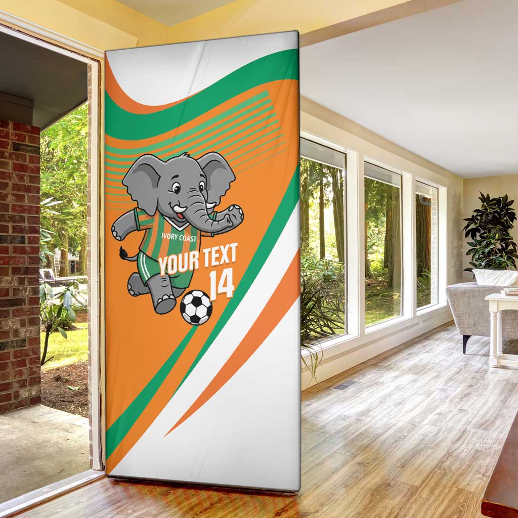 Custom Ivory Coast Football Door Cover 2026 Allez Les Elephants Cute Mascot - Wonder Print Shop