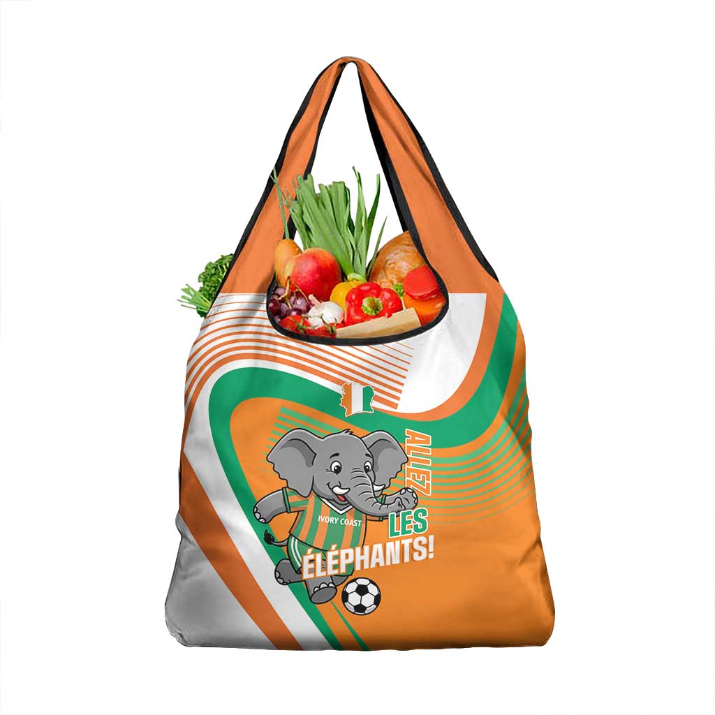 Ivory Coast Football Grocery Bag 2026 Allez Les Elephants Cute Mascot - Wonder Print Shop
