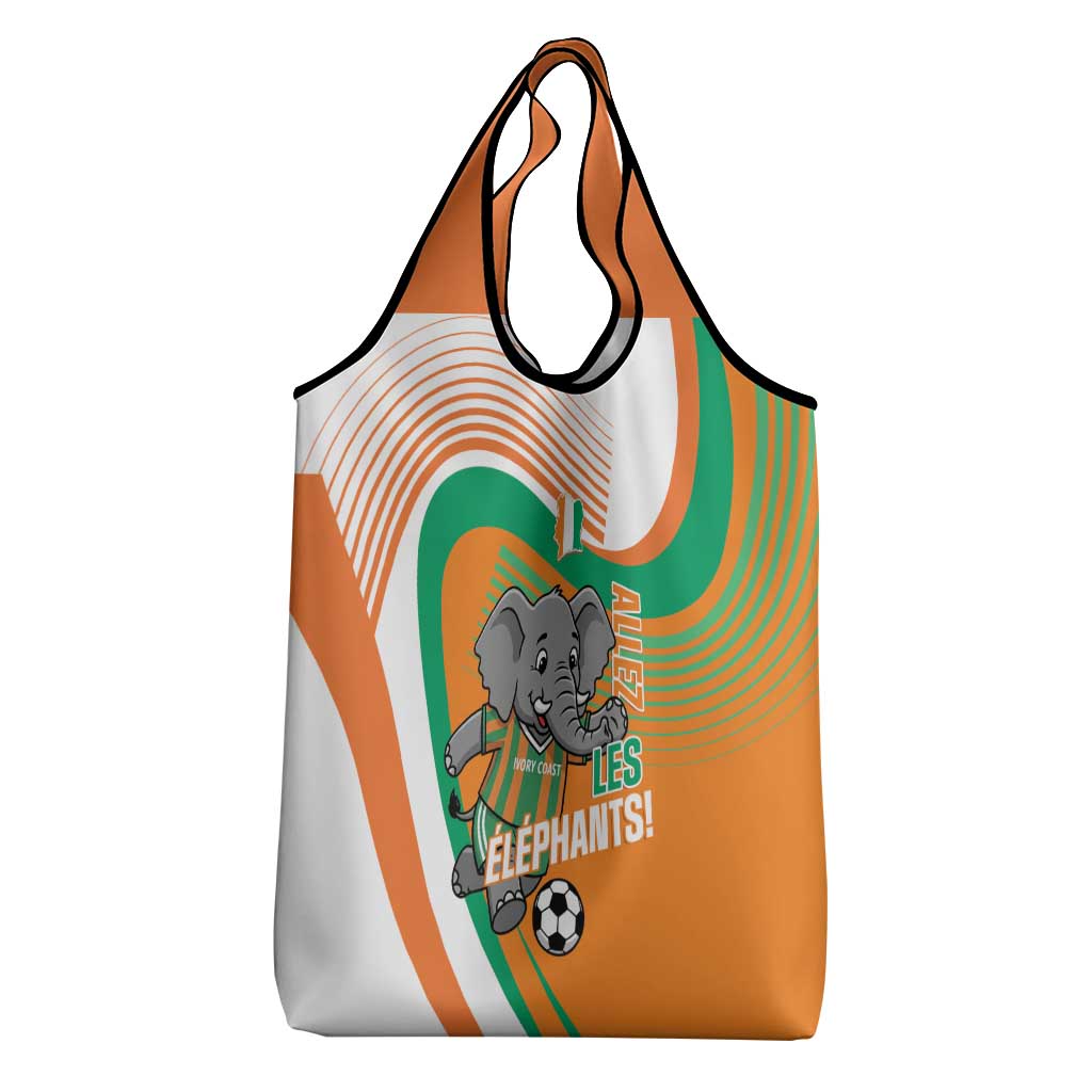 Ivory Coast Football Grocery Bag 2026 Allez Les Elephants Cute Mascot - Wonder Print Shop