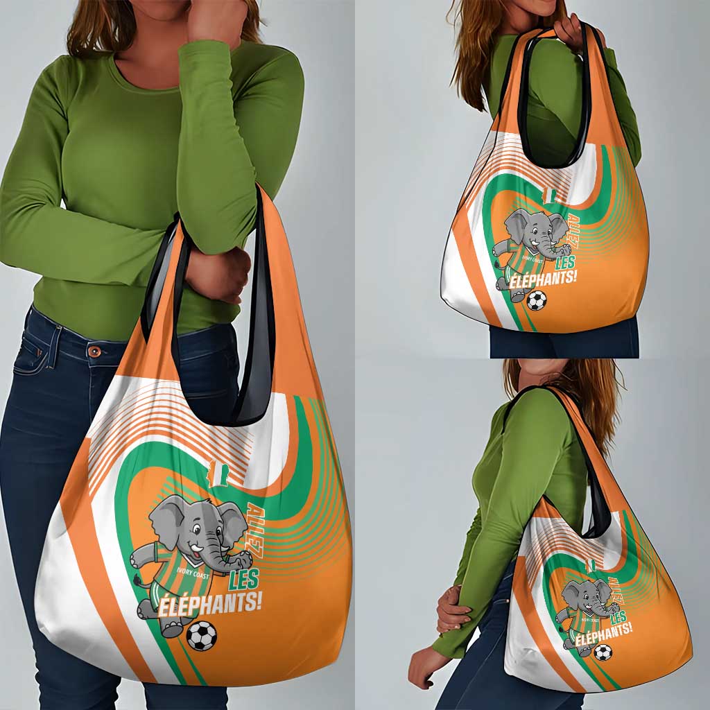 Ivory Coast Football Grocery Bag 2026 Allez Les Elephants Cute Mascot - Wonder Print Shop