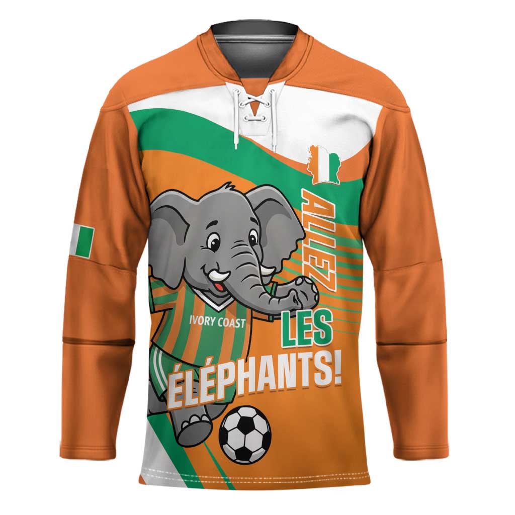 Custom Ivory Coast Football Hockey Jersey 2026 Allez Les Elephants Cute Mascot - Wonder Print Shop