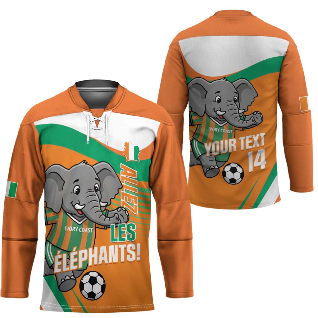 Custom Ivory Coast Football Hockey Jersey 2026 Allez Les Elephants Cute Mascot - Wonder Print Shop