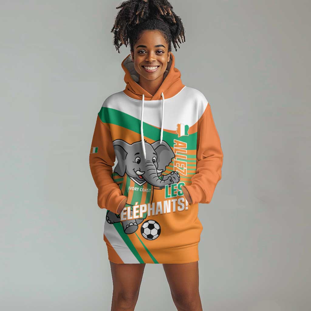Custom Ivory Coast Football Hoodie Dress 2026 Allez Les Elephants Cute Mascot - Wonder Print Shop
