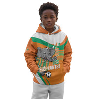 Custom Ivory Coast Football Kid Hoodie 2026 Allez Les Elephants Cute Mascot - Wonder Print Shop