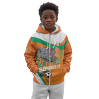 Custom Ivory Coast Football Kid Hoodie 2026 Allez Les Elephants Cute Mascot - Wonder Print Shop