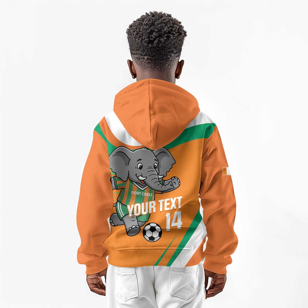 Custom Ivory Coast Football Kid Hoodie 2026 Allez Les Elephants Cute Mascot - Wonder Print Shop