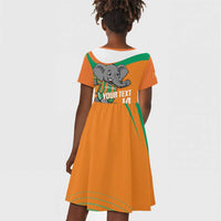 Custom Ivory Coast Football Kid Short Sleeve Dress 2026 Allez Les Elephants Cute Mascot LT14