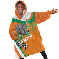 Custom Ivory Coast Football Kid Wearable Blanket Hoodie 2026 Allez Les Elephants Cute Mascot - Wonder Print Shop