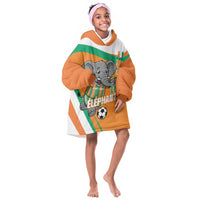 Custom Ivory Coast Football Kid Wearable Blanket Hoodie 2026 Allez Les Elephants Cute Mascot - Wonder Print Shop