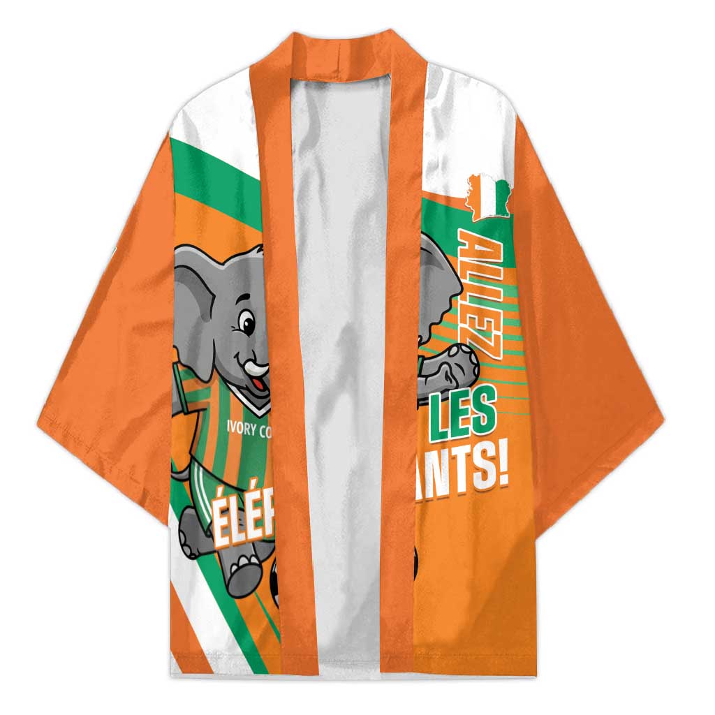 Custom Ivory Coast Football Kimono 2026 Allez Les Elephants Cute Mascot - Wonder Print Shop