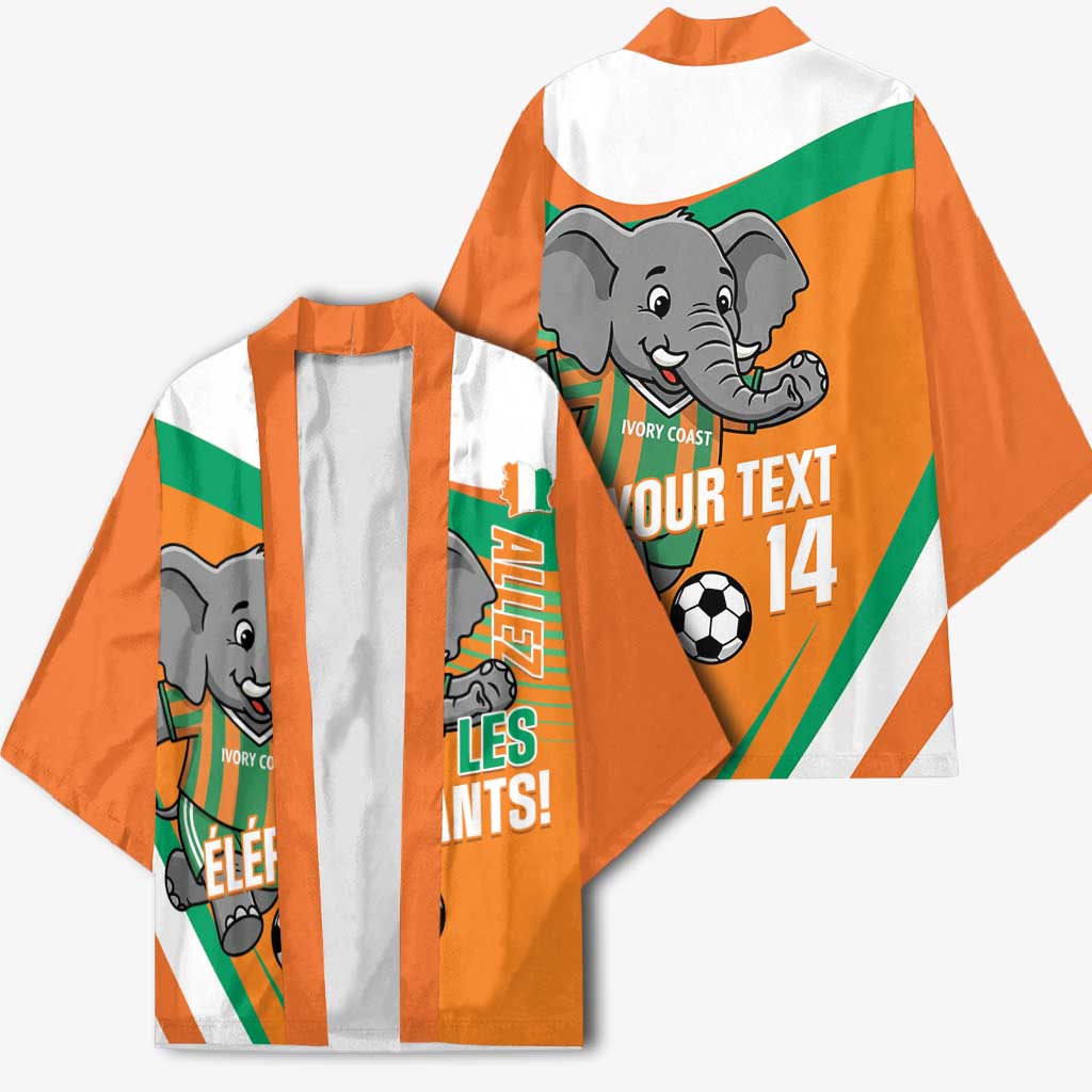 Custom Ivory Coast Football Kimono 2026 Allez Les Elephants Cute Mascot - Wonder Print Shop