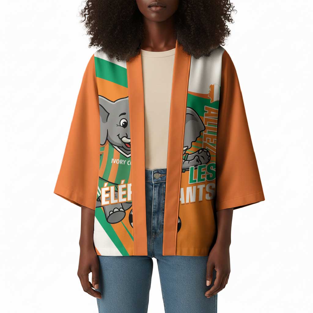 Custom Ivory Coast Football Kimono 2026 Allez Les Elephants Cute Mascot - Wonder Print Shop