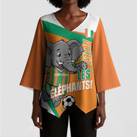 Custom Ivory Coast Football Kimono Sleeve Blouse 2026 Allez Les Elephants Cute Mascot - Wonder Print Shop
