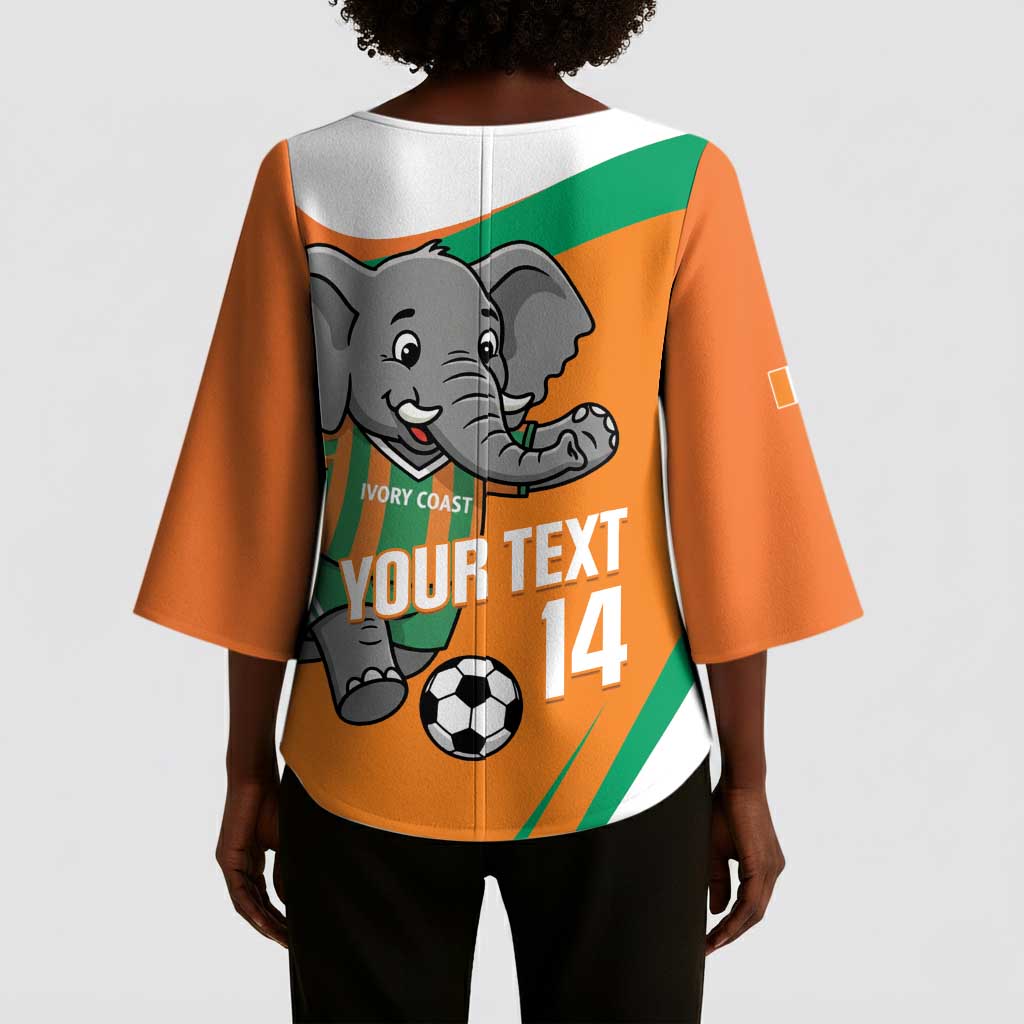 Custom Ivory Coast Football Kimono Sleeve Blouse 2026 Allez Les Elephants Cute Mascot - Wonder Print Shop