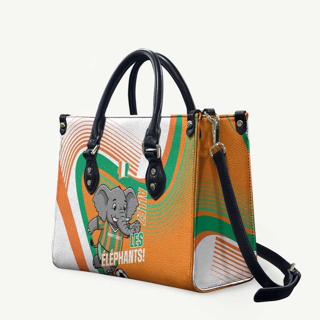 Ivory Coast Football Leather Bag 2026 Allez Les Elephants Cute Mascot - Wonder Print Shop