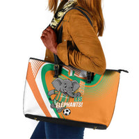 Ivory Coast Football Leather Tote Bag 2026 Allez Les Elephants Cute Mascot - Wonder Print Shop