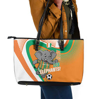 Ivory Coast Football Leather Tote Bag 2026 Allez Les Elephants Cute Mascot - Wonder Print Shop