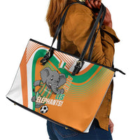 Ivory Coast Football Leather Tote Bag 2026 Allez Les Elephants Cute Mascot - Wonder Print Shop