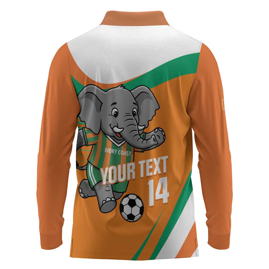 Custom Ivory Coast Football Long Sleeve Polo Shirt 2026 Allez Les Elephants Cute Mascot - Wonder Print Shop
