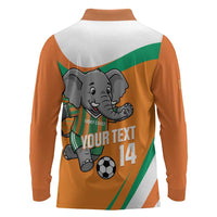 Custom Ivory Coast Football Long Sleeve Polo Shirt 2026 Allez Les Elephants Cute Mascot - Wonder Print Shop