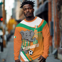 Custom Ivory Coast Football Long Sleeve Shirt 2026 Allez Les Elephants Cute Mascot - Wonder Print Shop