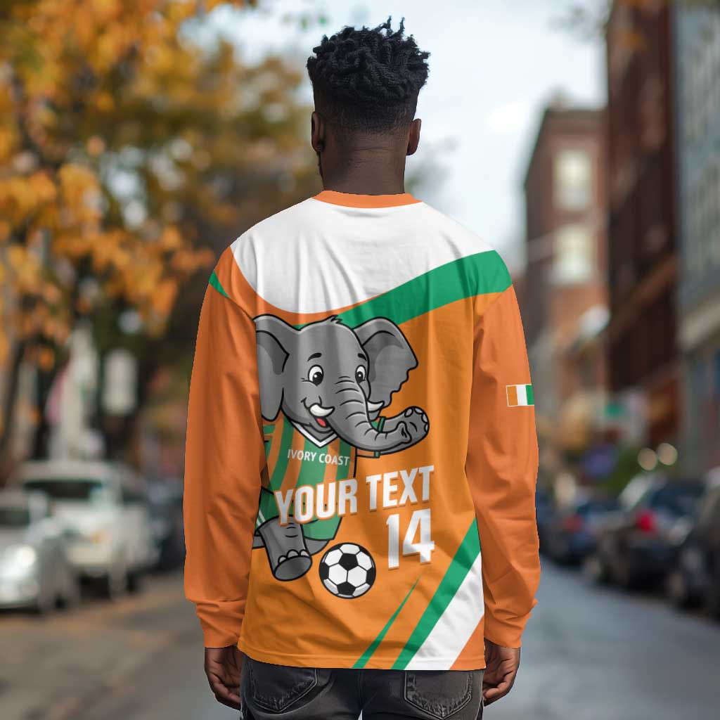 Custom Ivory Coast Football Long Sleeve Shirt 2026 Allez Les Elephants Cute Mascot - Wonder Print Shop