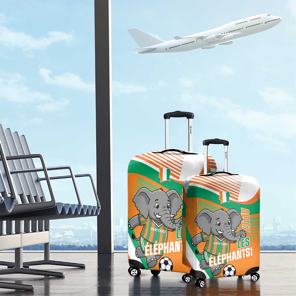 Ivory Coast Football Luggage Cover 2026 Allez Les Elephants Cute Mascot - Wonder Print Shop