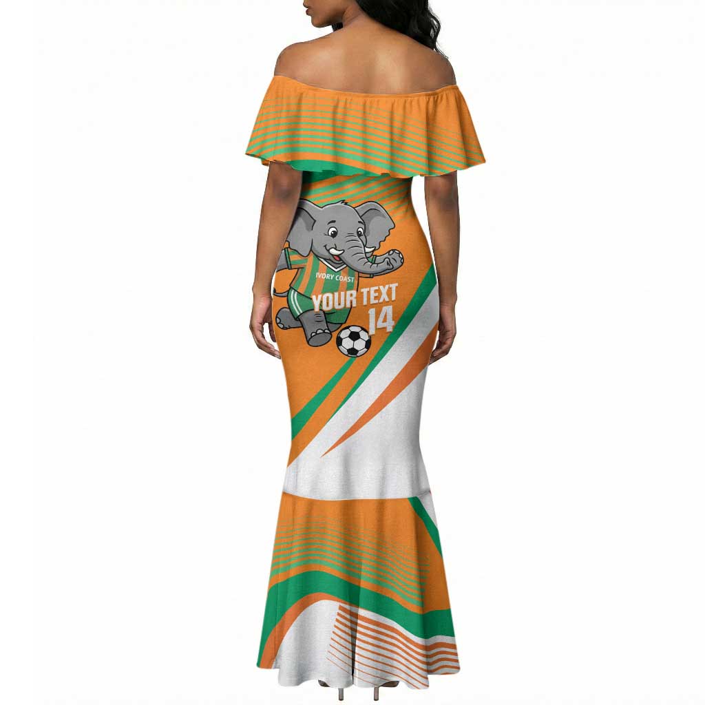 Custom Ivory Coast Football Mermaid Dress 2026 Allez Les Elephants Cute Mascot LT14