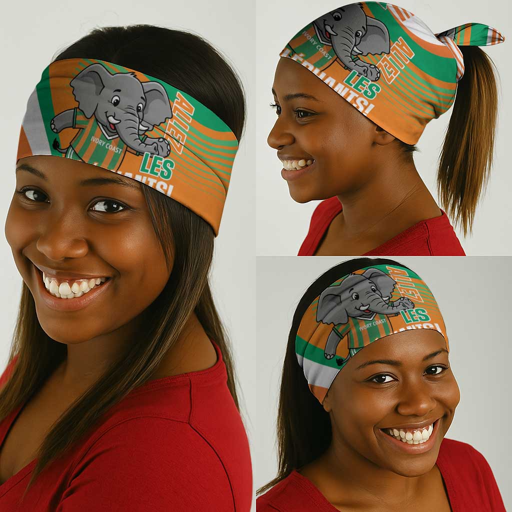 Ivory Coast Football Neck Gaiter 2026 Allez Les Elephants Cute Mascot - Wonder Print Shop