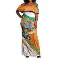 Custom Ivory Coast Football Off Shoulder Maxi Dress 2026 Allez Les Elephants Cute Mascot - Wonder Print Shop