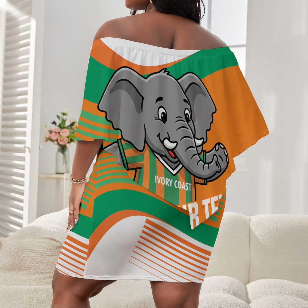 Custom Ivory Coast Football Off Shoulder Short Dress 2026 Allez Les Elephants Cute Mascot - Wonder Print Shop