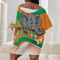 Custom Ivory Coast Football Off Shoulder Short Dress 2026 Allez Les Elephants Cute Mascot - Wonder Print Shop