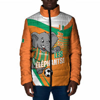 Custom Ivory Coast Football Padded Jacket 2026 Allez Les Elephants Cute Mascot - Wonder Print Shop