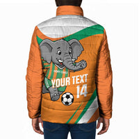 Custom Ivory Coast Football Padded Jacket 2026 Allez Les Elephants Cute Mascot - Wonder Print Shop