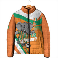 Custom Ivory Coast Football Padded Jacket 2026 Allez Les Elephants Cute Mascot - Wonder Print Shop