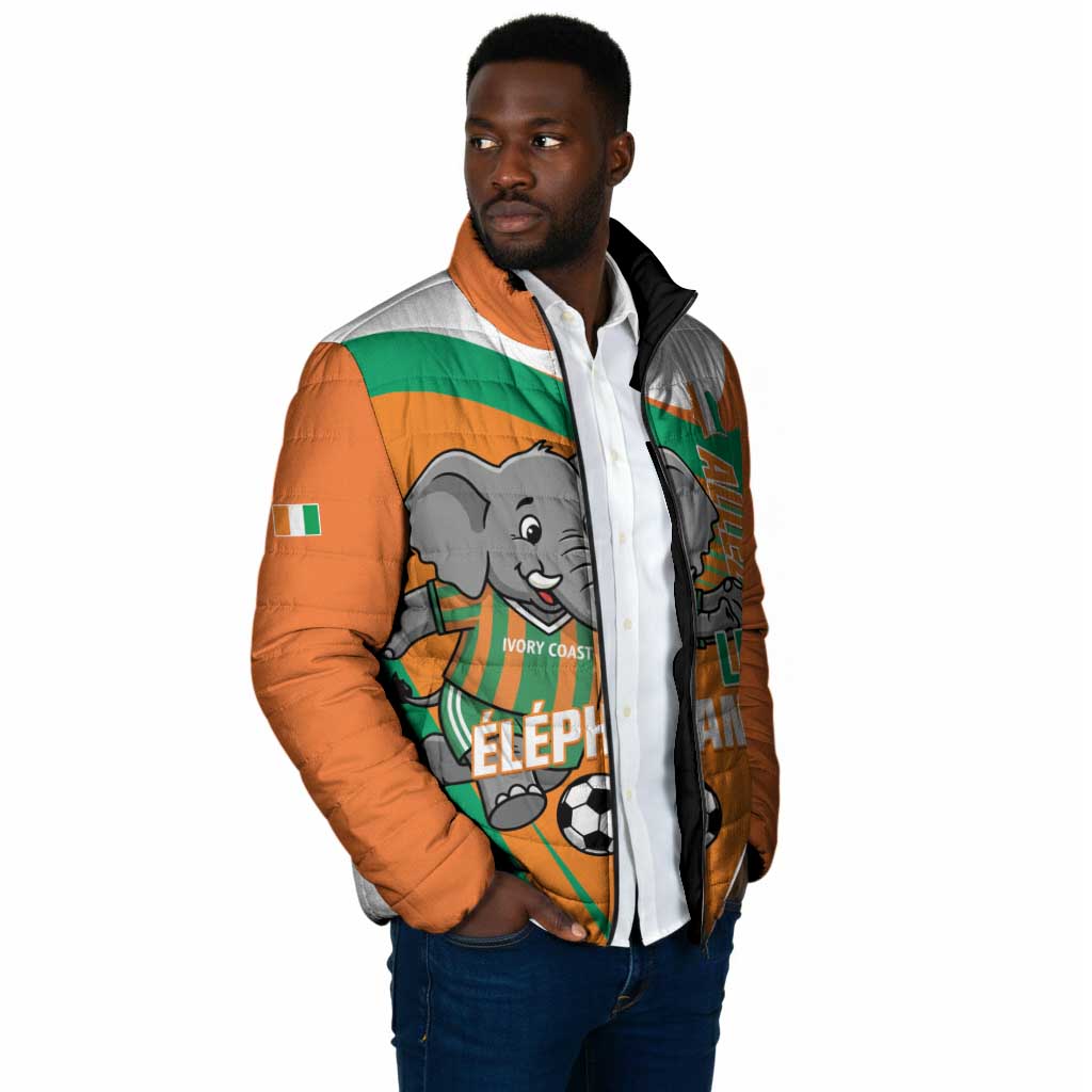 Custom Ivory Coast Football Padded Jacket 2026 Allez Les Elephants Cute Mascot - Wonder Print Shop