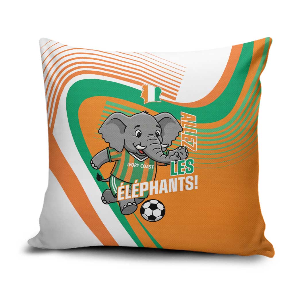 Ivory Coast Football Pillow Cover 2026 Allez Les Elephants Cute Mascot - Wonder Print Shop