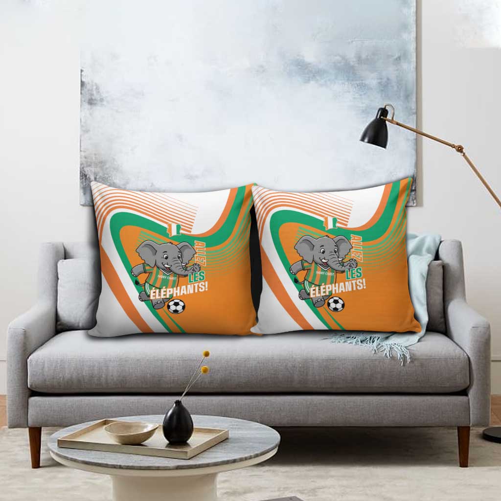Ivory Coast Football Pillow Cover 2026 Allez Les Elephants Cute Mascot - Wonder Print Shop
