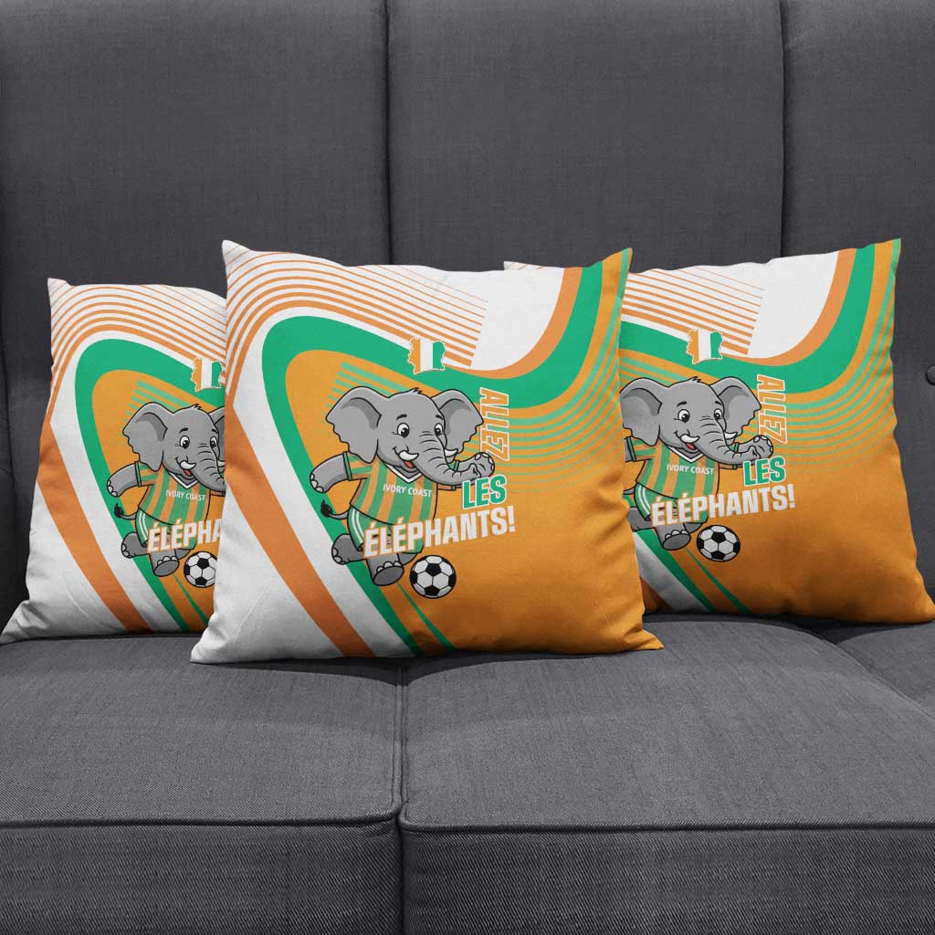 Ivory Coast Football Pillow Cover 2026 Allez Les Elephants Cute Mascot - Wonder Print Shop