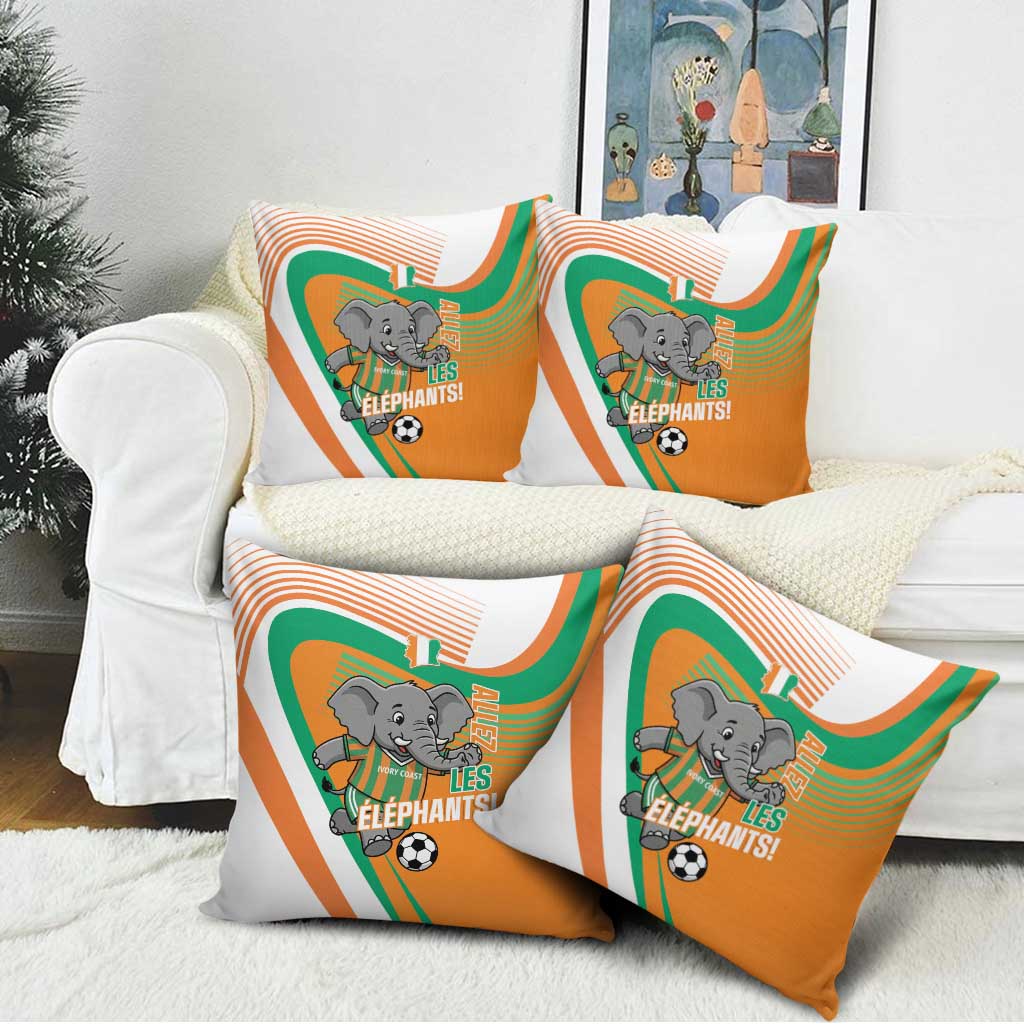 Ivory Coast Football Pillow Cover 2026 Allez Les Elephants Cute Mascot - Wonder Print Shop