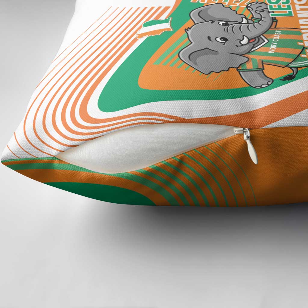 Ivory Coast Football Pillow Cover 2026 Allez Les Elephants Cute Mascot - Wonder Print Shop