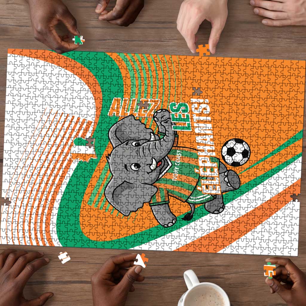 Ivory Coast Football Puzzle 2026 Allez Les Elephants Cute Mascot - Wonder Print Shop