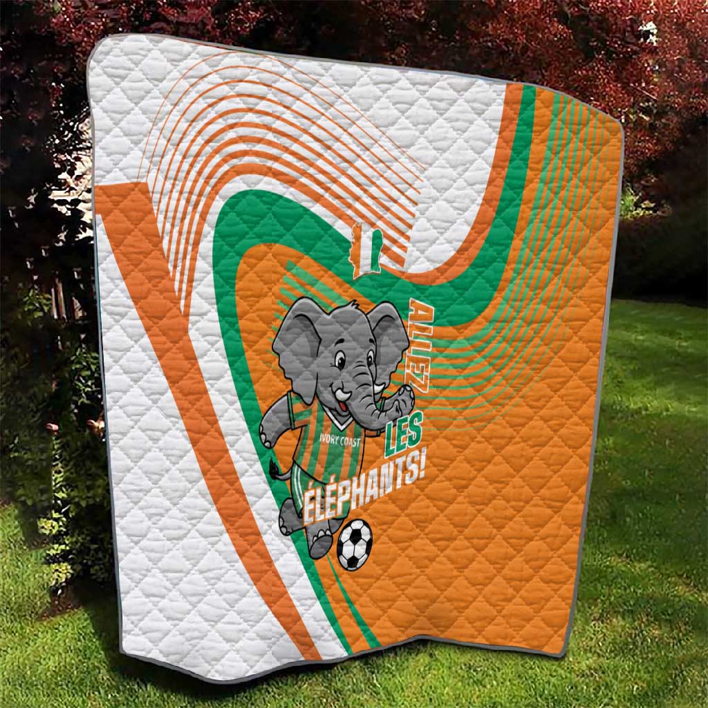 Ivory Coast Football Quilt 2026 Allez Les Elephants Cute Mascot - Wonder Print Shop